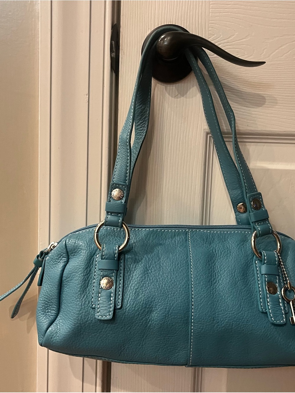 Teal Leather Shoulder Bag - Women